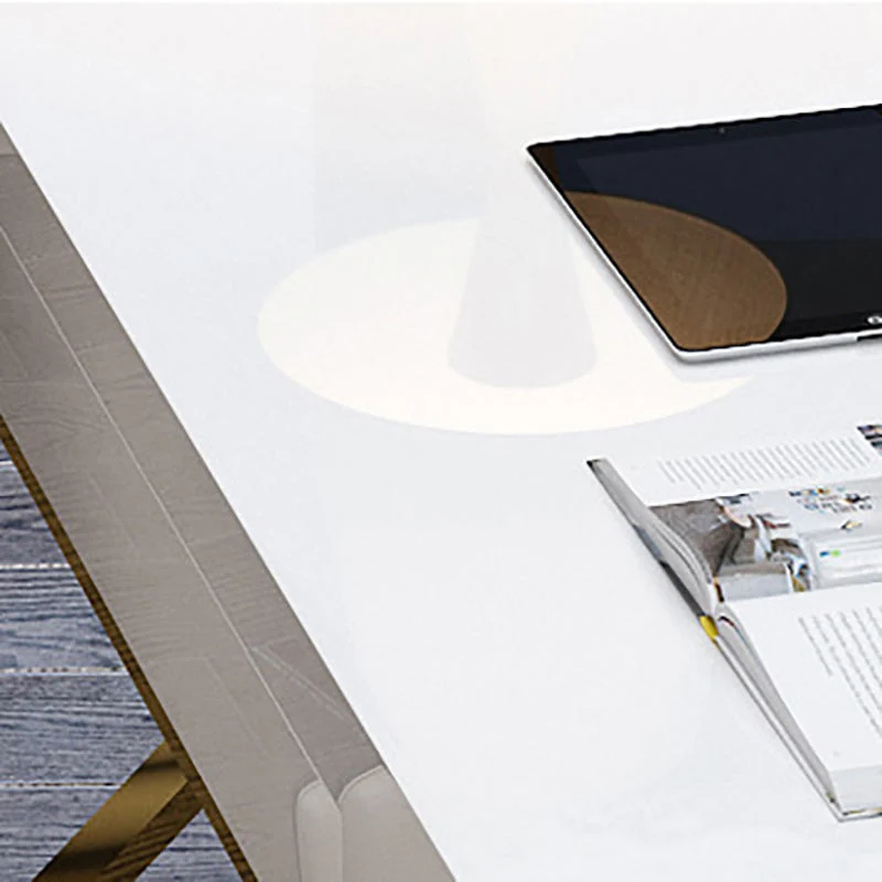 Scrittoio Legno Sintetico Rettangolare con Gambe Metallo Scrivania da Ufficio Glam Clearhalo