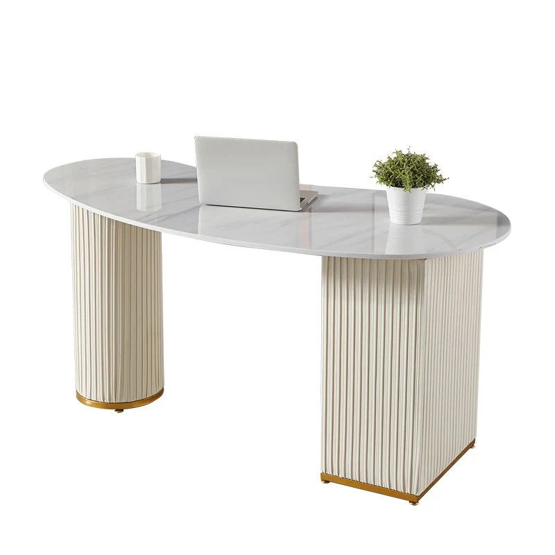 Scrittoio Pietra Stile Glam Scrivania da ufficio legno con 3 cassetti Clearhalo