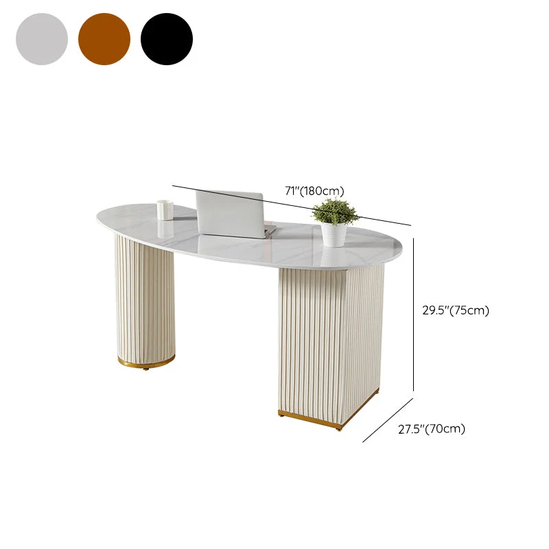 Scrittoio Pietra Stile Glam Scrivania da ufficio legno con 3 cassetti Clearhalo