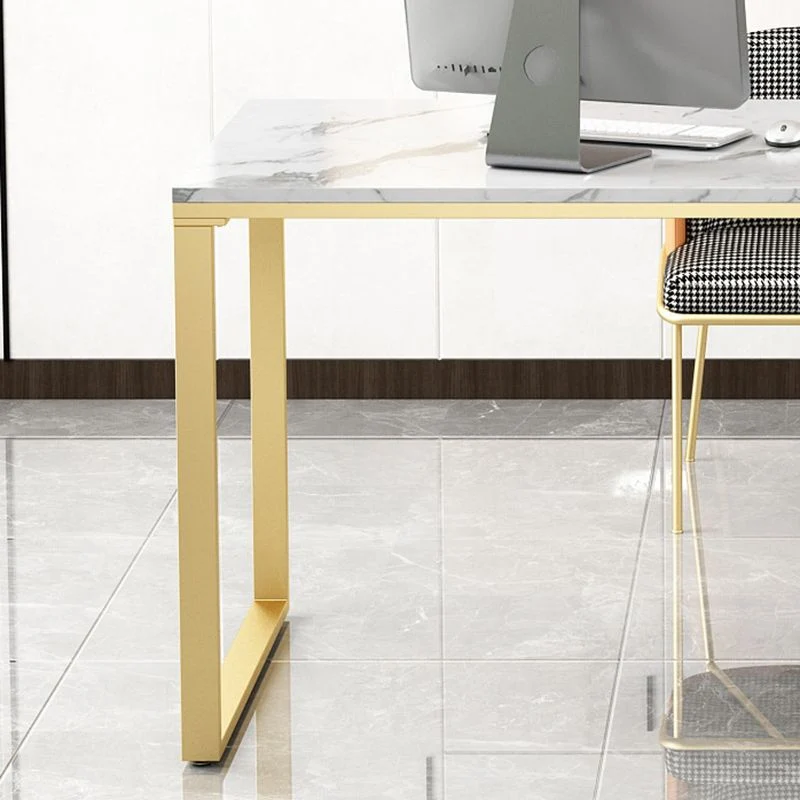 Scrittoio Rettangolare Bianco Scrivania Glam con Ripiani Portaoggetti Clearhalo