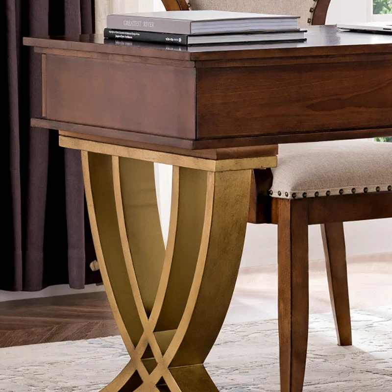 Scrittoio Stile Glam Scrivania da Ufficio Rettangolare Legno per la Casa Clearhalo