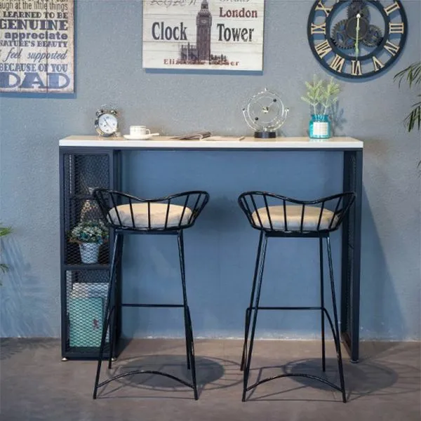 Scrivania da bar bistrot bianco e nero con tavolo da bar bistrot pietra da soggiorno Clearhalo