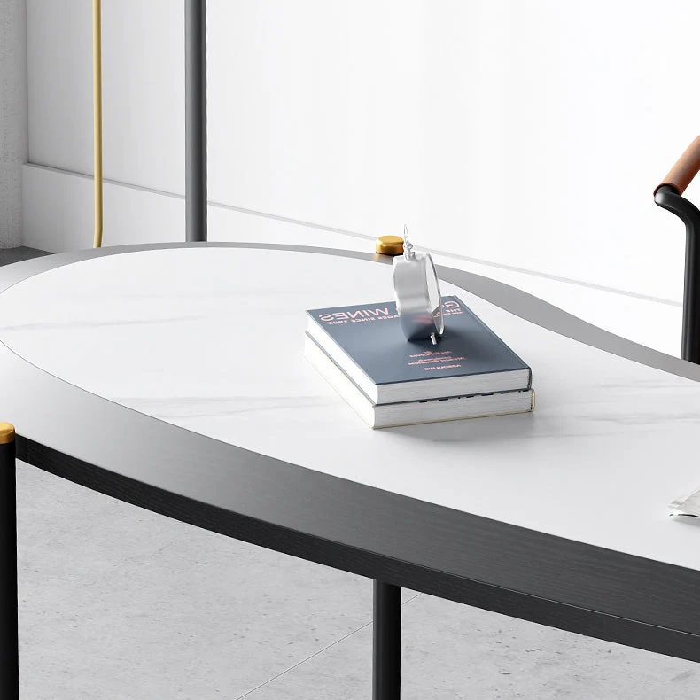 Scrivania contemporanea Home Scrivania da ufficio pietra con gambe nere Clearhalo