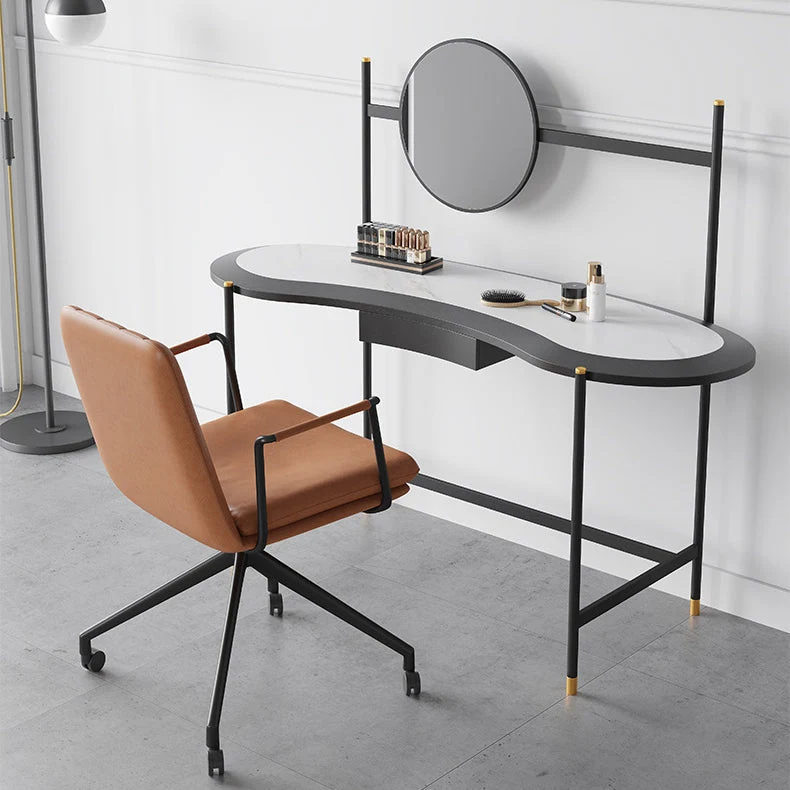 Scrivania contemporanea Home Scrivania da ufficio pietra con gambe nere Clearhalo