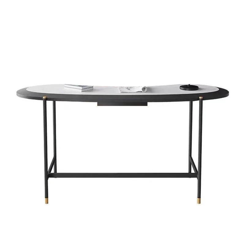 Scrivania contemporanea Home Scrivania da ufficio pietra con gambe nere Clearhalo