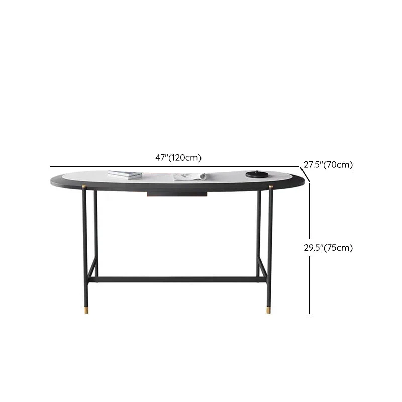 Scrivania contemporanea Home Scrivania da ufficio pietra con gambe nere Clearhalo