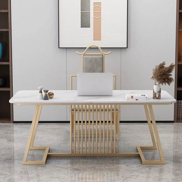 Scrivania curva pietra Glam Scrivania alta da 29,53 pollici con 1 ripiano Clearhalo