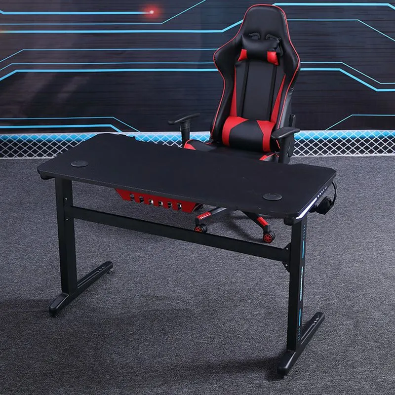 Scrivania da gioco industriale forma di T per dormitorio legno nero Clearhalo