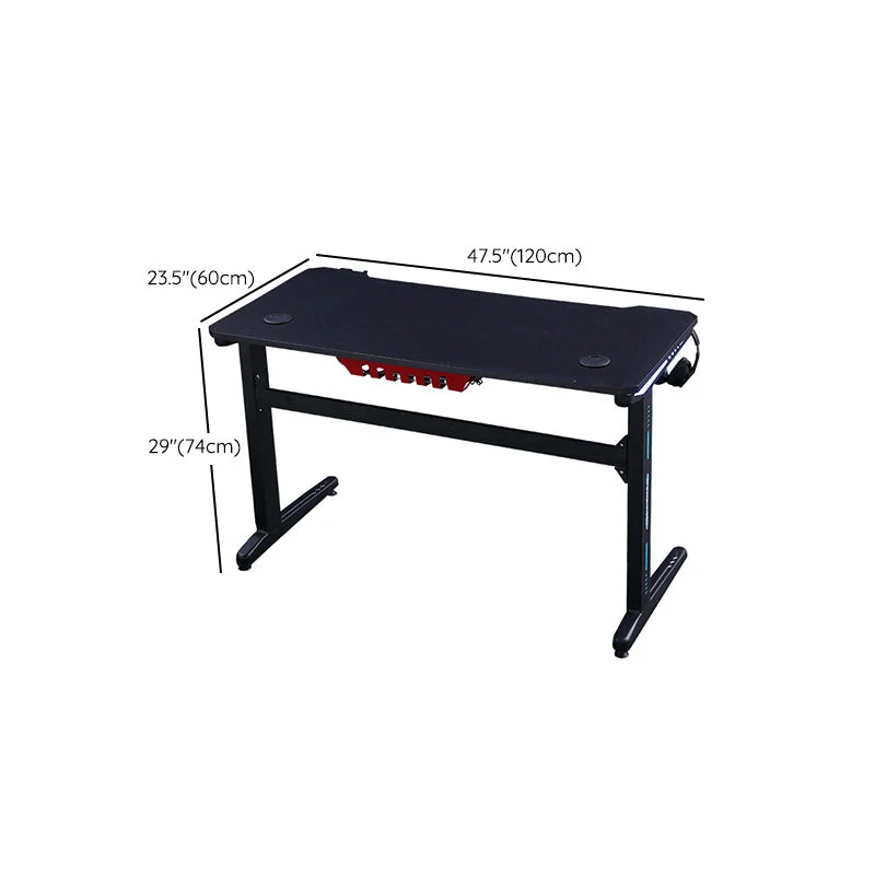 Scrivania da gioco industriale forma di T per dormitorio legno nero Clearhalo