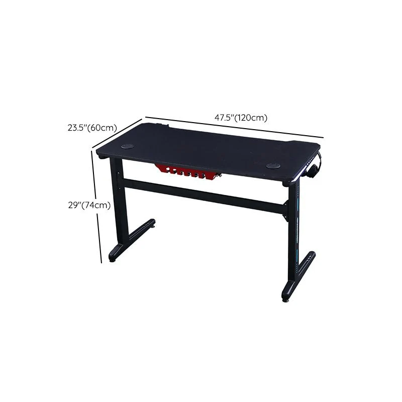 Scrivania da gioco industriale forma di T per dormitorio legno nero Clearhalo
