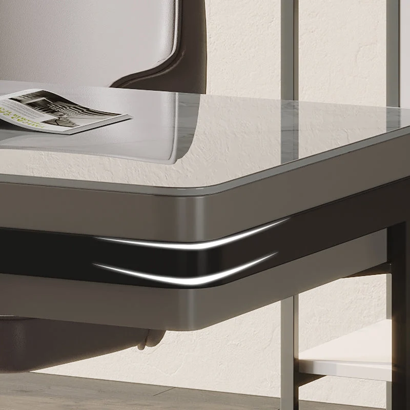 Scrivania Glam Peltro Scrivania da ufficio metallo e pietra con 2 cassetti portaoggetti Clearhalo