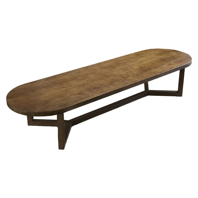 Scrivania industriale H da 29,25 pollici Scrivania ovale legno massello Clearhalo