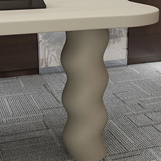 Scrivania industriale beige Scrivania da ufficio legno artificiale e legno massello Parsons Clearhalo