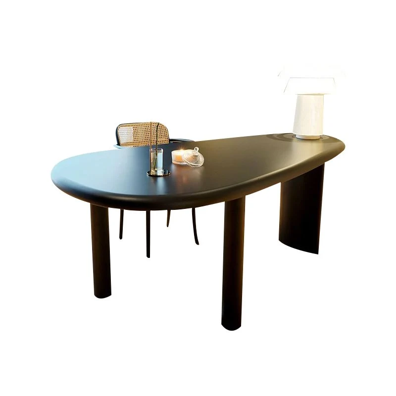 Scrivania industriale legno massello da 29,5 pollici di altezza, colore nero con gambe Clearhalo