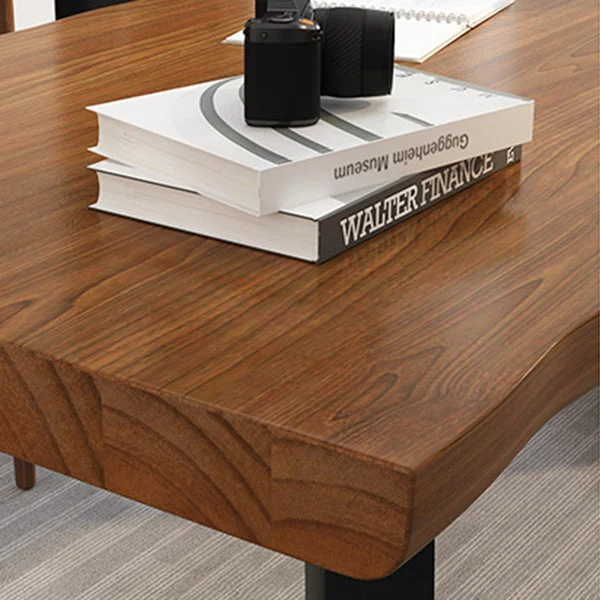 Scrivania industriale legno massello Scrivania da ufficio rettangolare con gambe ferro Clearhalo