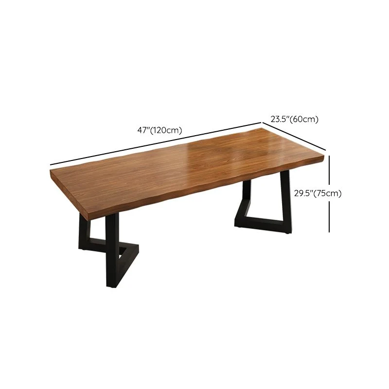 Scrivania industriale legno massello Scrivania da ufficio rettangolare con gambe ferro Clearhalo