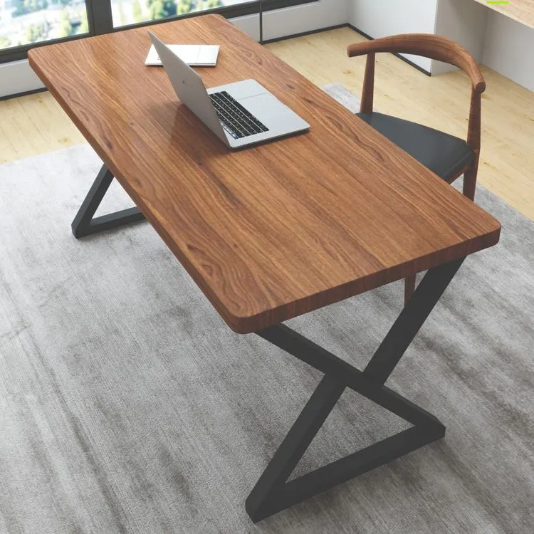 Scrivania industriale legno massello Scrivania da ufficio rettangolare naturale Clearhalo