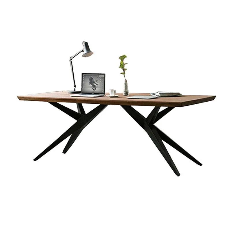 Scrivania industriale marrone Scrivania da ufficio rettangolare legno massello Clearhalo