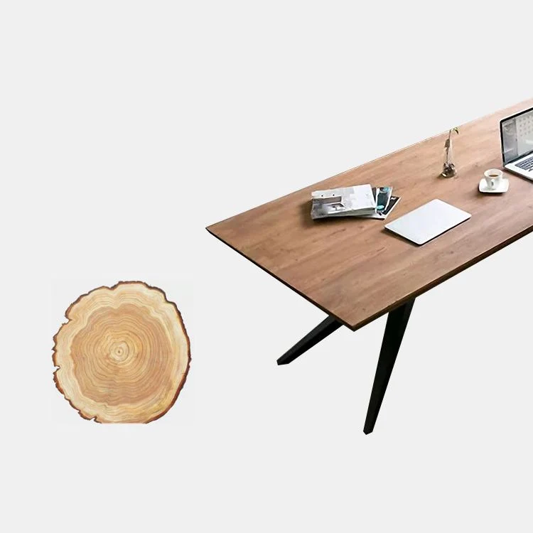 Scrivania industriale marrone Scrivania da ufficio rettangolare legno massello Clearhalo