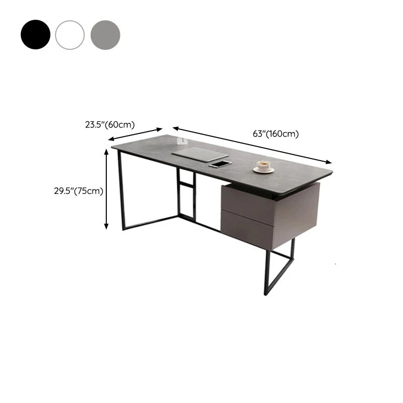 Scrivania industriale da 23 pollici di larghezza. Scrivania da ufficio rettangolare 2 cassetti Clearhalo