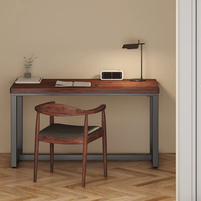 Scrivania industriale rettangolare per casa e ufficio, legno massello con gambe metallo Clearhalo