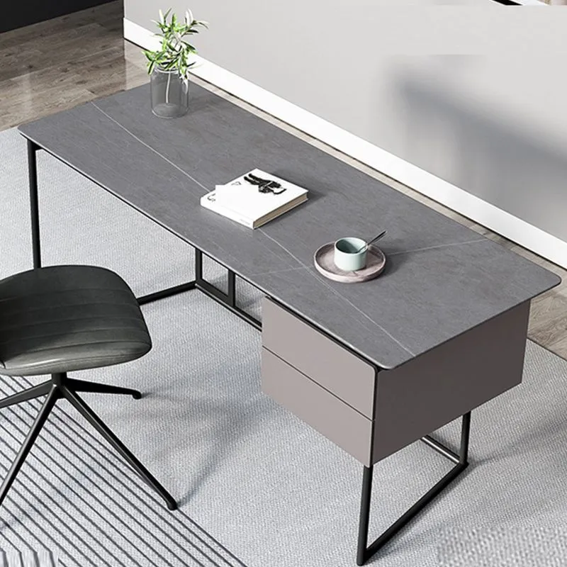 Scrivania industriale rettangolare Scrivania da ufficio 2 cassetti con gambe metallo Clearhalo