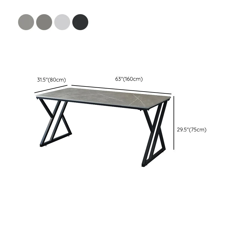 Scrivania industriale rettangolare Scrivania da ufficio marmo con gambe metallo Clearhalo