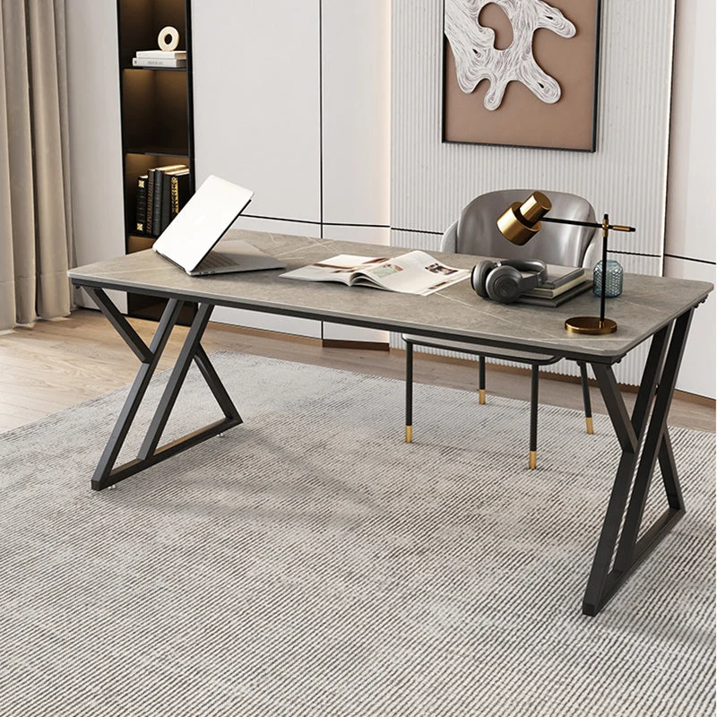 Scrivania industriale rettangolare Scrivania da ufficio marmo con gambe metallo Clearhalo