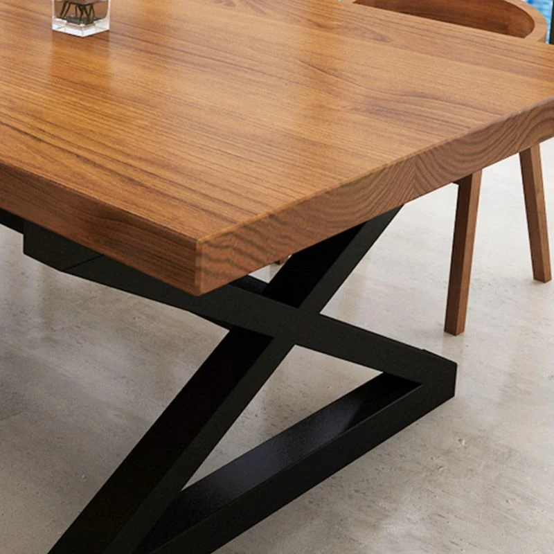 Scrivania industriale Scrivania rettangolare legno massello marrone Clearhalo