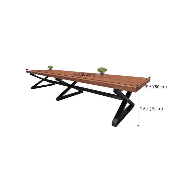 Scrivania industriale Scrivania rettangolare legno massello marrone Clearhalo