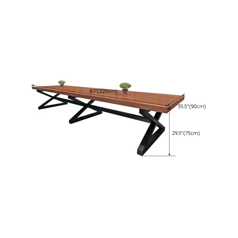 Scrivania industriale Scrivania rettangolare legno massello marrone Clearhalo