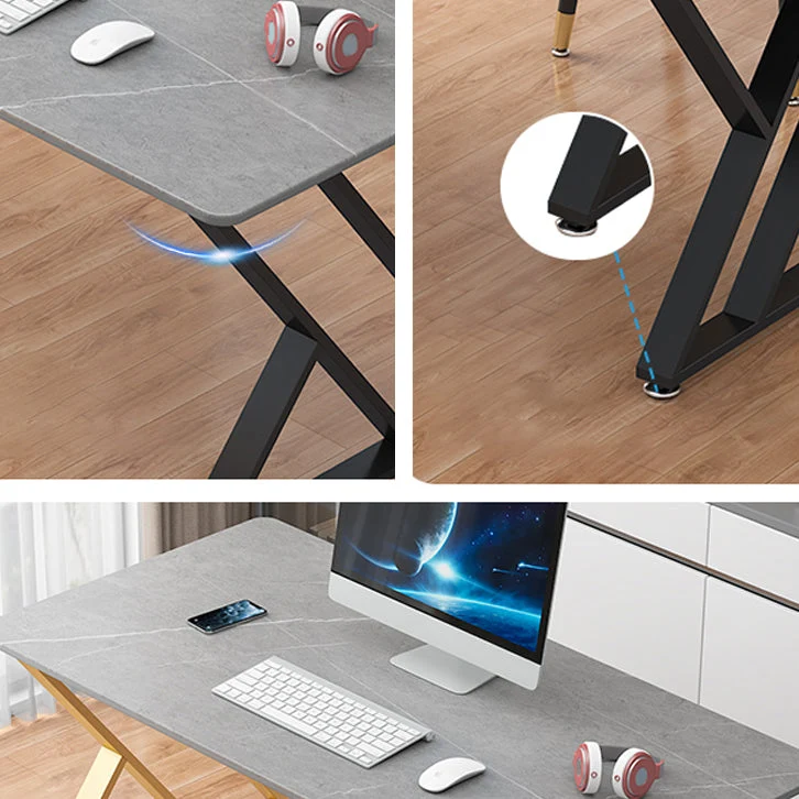 Scrivania industriale da 29 "H Scrivania da ufficio rettangolare slitta grigia Clearhalo