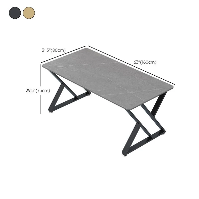 Scrivania industriale da 29 "H Scrivania da ufficio rettangolare slitta grigia Clearhalo