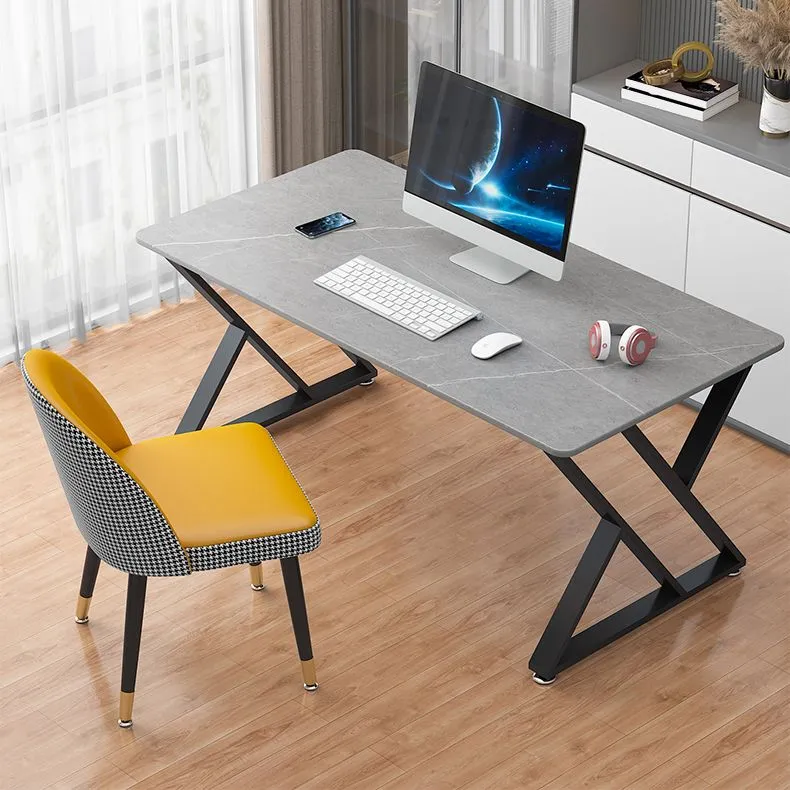 Scrivania industriale da 29 "H Scrivania da ufficio rettangolare slitta grigia Clearhalo