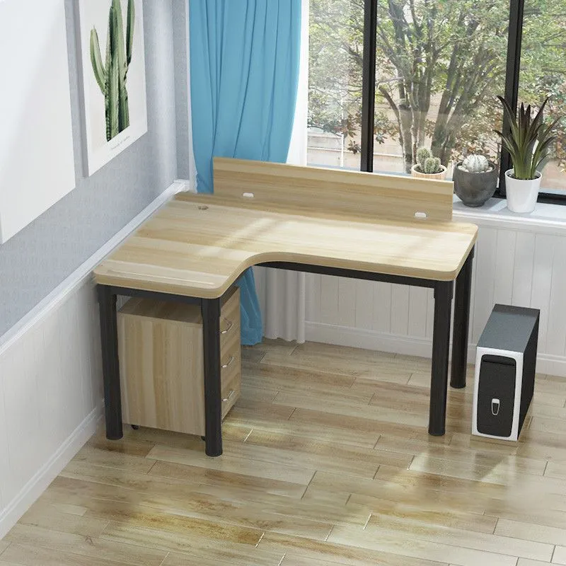 Scrivania industriale da ufficio forma di L legno lavorato (mobile non incluso) Clearhalo