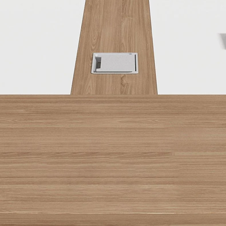 Scrivania legno artificiale Scrivania industriale curva bianco e naturale Clearhalo