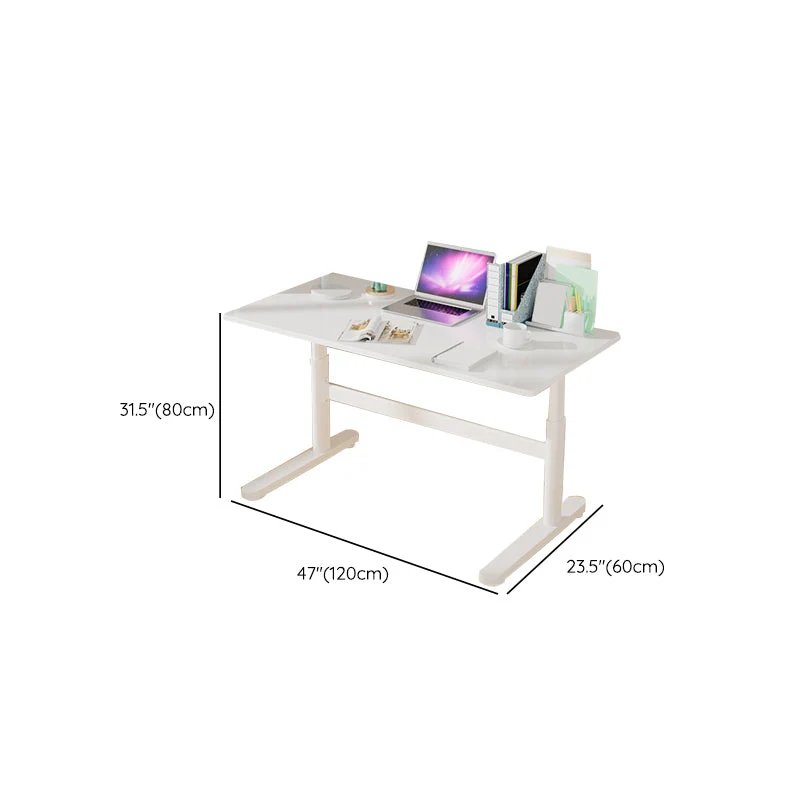 Scrivania moderna ad altezza regolabile Scrivania da ufficio con base forma di T bianca Clearhalo