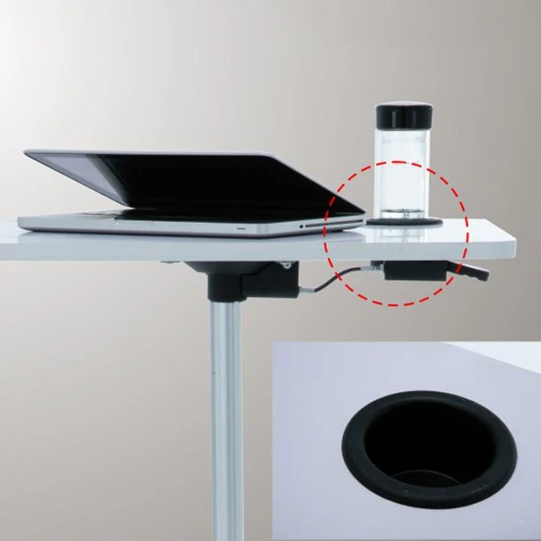 Scrivania moderna con piedistallo regolabile con ruote piroettanti Clearhalo