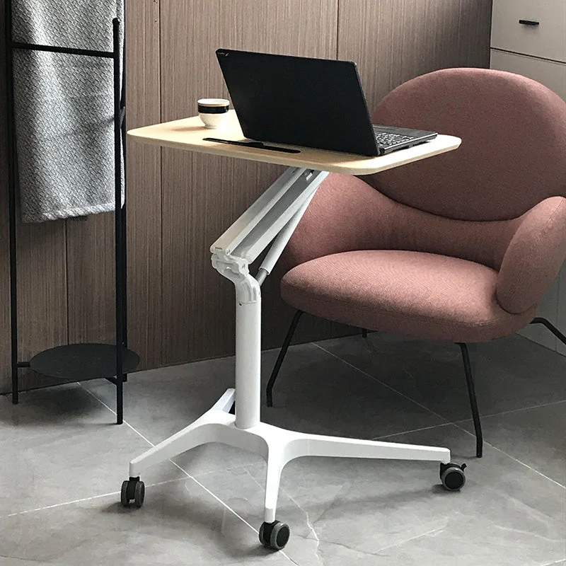 Scrivania moderna con ruote girevoli, scrivania piedi forma di H, base metallo, per casa o ufficio Clearhalo
