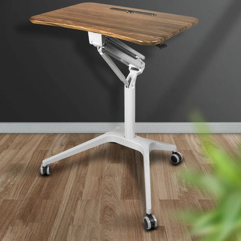 Scrivania moderna con ruote girevoli, scrivania piedi forma di H, base metallo, per casa o ufficio Clearhalo