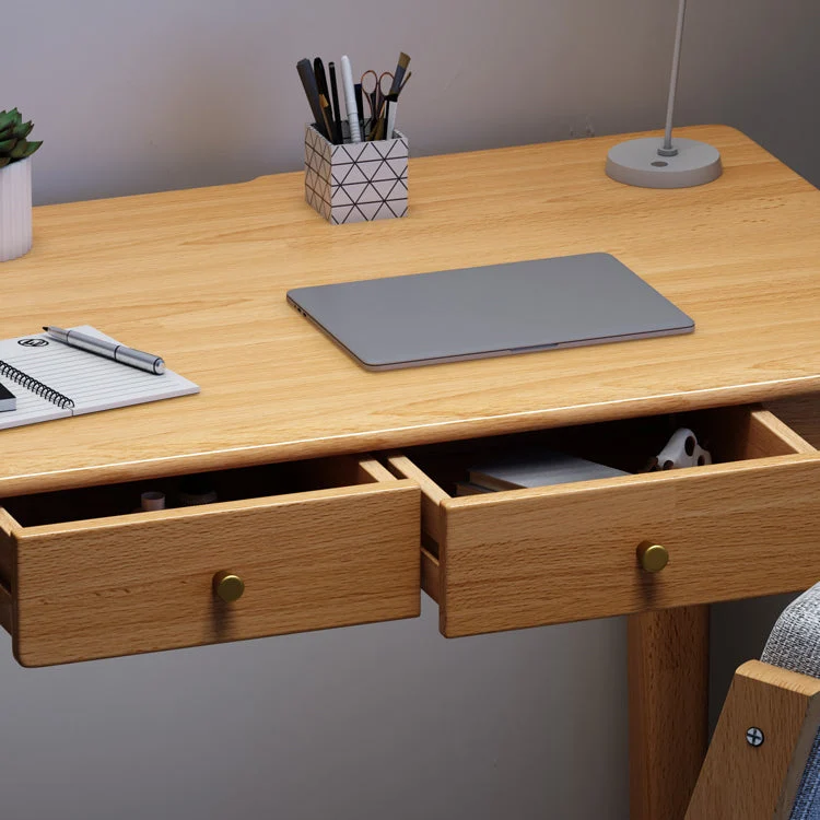 Scrivania moderna legno massello da 17,72 pollici di larghezza. Scrivania da ufficio 2 cassetti Clearhalo