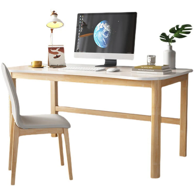 Scrivania moderna legno massello da 23,62 pollici di forma curva Clearhalo