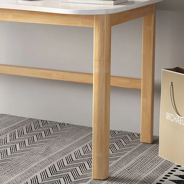 Scrivania moderna legno massello da 23,62 pollici di forma curva Clearhalo