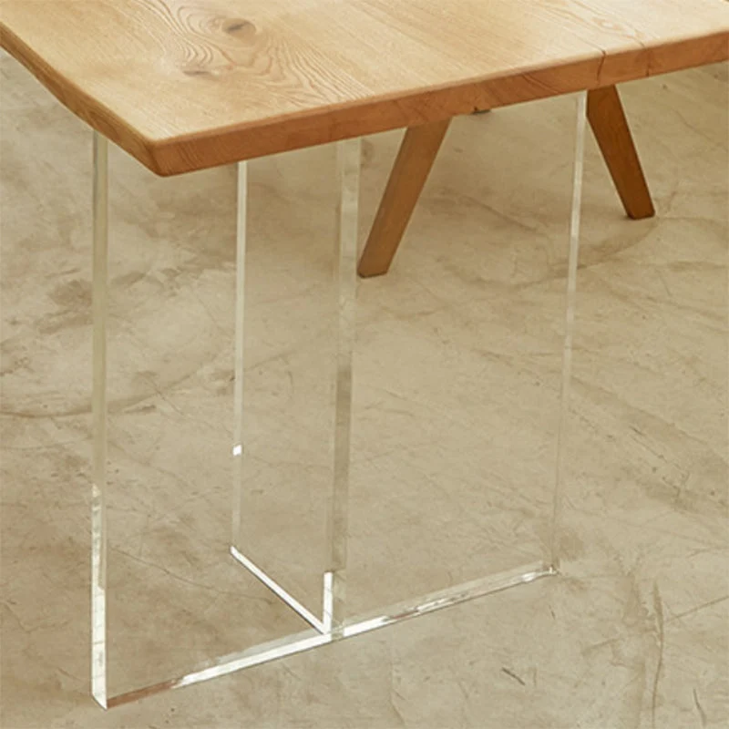 Scrivania moderna legno massello Scrivania da ufficio alta 29,53 pollici con gambe acrilico Clearhalo