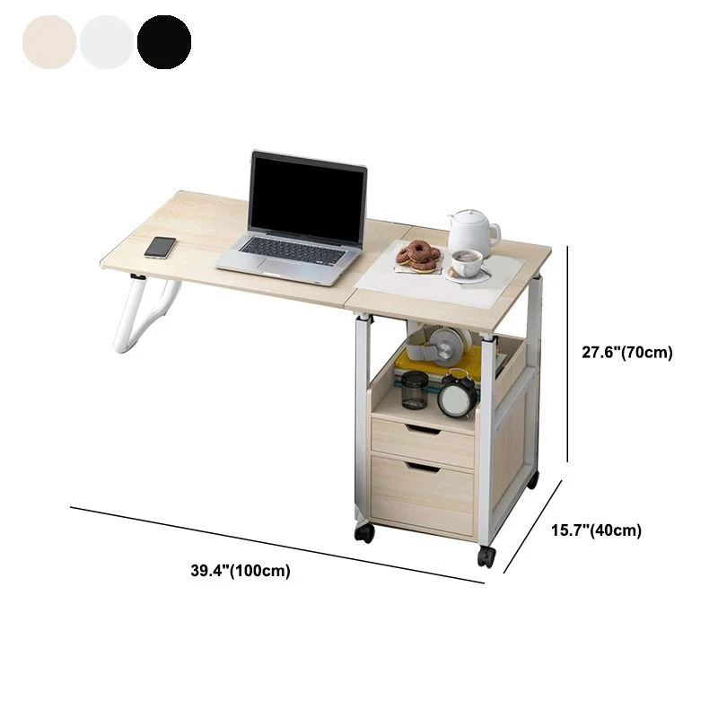 Scrivania moderna legno per camera da letto con rotelle Clearhalo
