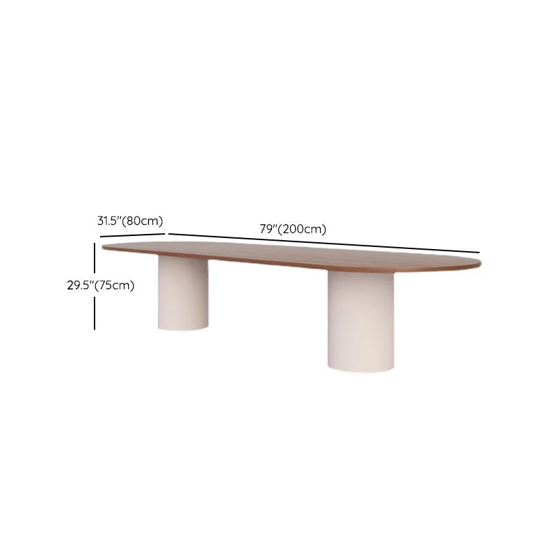 Scrivania moderna marrone da 29" H. Scrivania da ufficio ovale legno massello Clearhalo