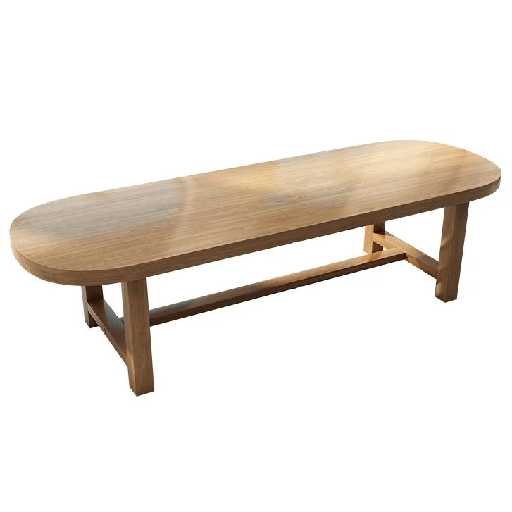 Scrivania moderna naturale Scrivania da ufficio ovale legno massello Clearhalo