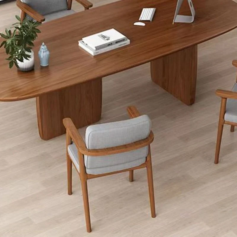 Scrivania moderna ovale legno massello per ufficio domestico Clearhalo