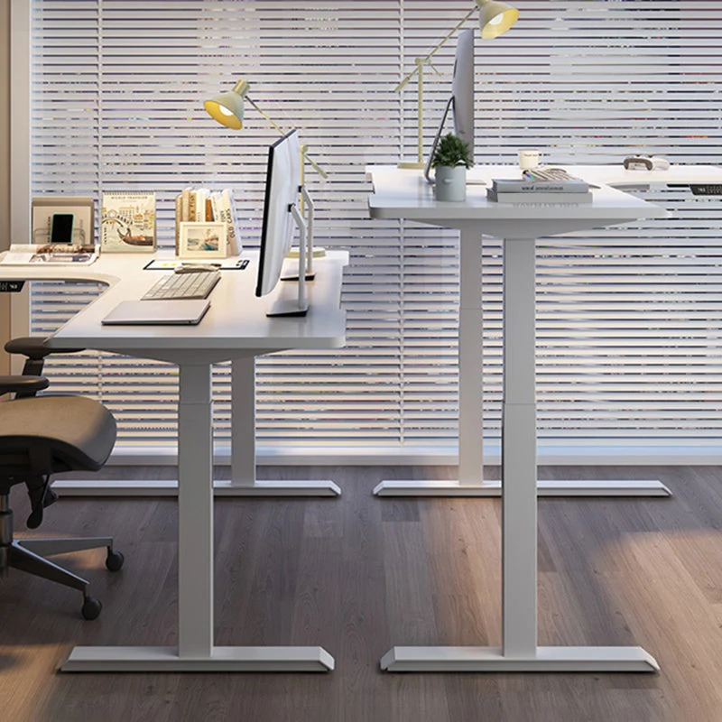 Scrivania moderna per computer, scrivania da casa forma di L, altezza regolabile Clearhalo