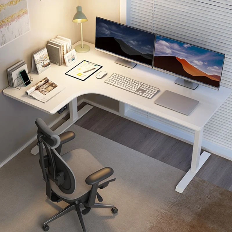 Scrivania moderna per computer, scrivania da casa forma di L, altezza regolabile Clearhalo